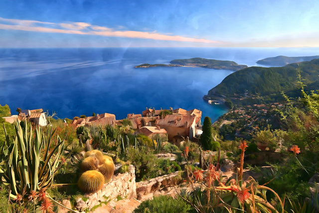 Eze Exotic Garden Overlook, Eze watercolor canvas