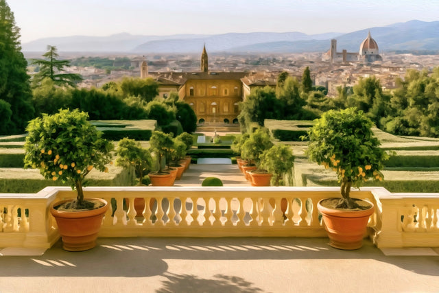 Boboli Gardens Florence Panorama, Florence watercolor canvas