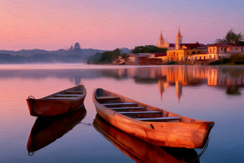 Island Town at Sunset, Flores canvas