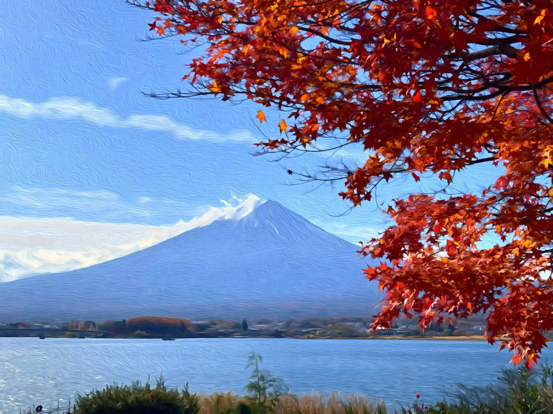 Mount Fuji Autumn Foliage At Lake Kawaguchiko, Mount Fuji canvas