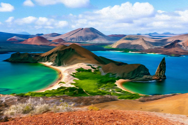 Bartolome Island Pinnacle Rock, Galapagos Islands watercolor canvas