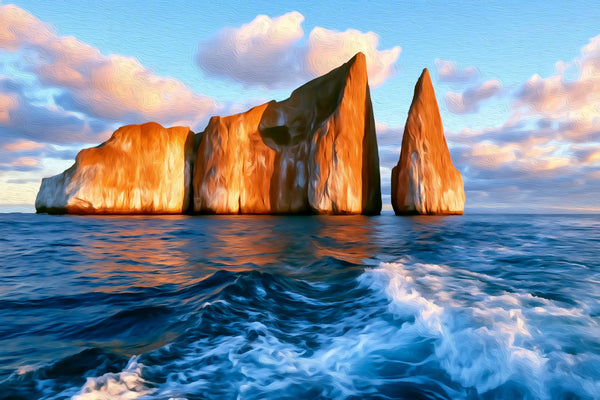 Kicker Rock San Cristobal, Galapagos Islands watercolor canvas