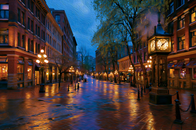Gastown Steam Clock Street, Vancouver canvas