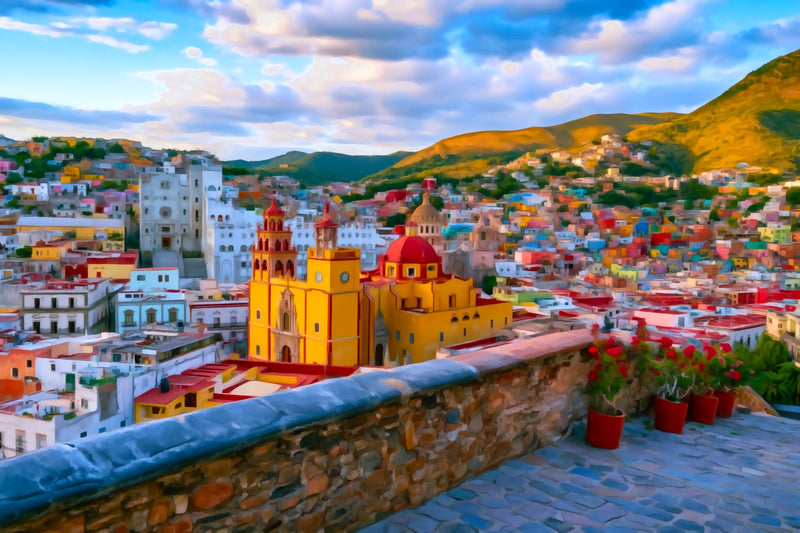 Guanajuato Basilica City Panorama, Guanajuato canvas