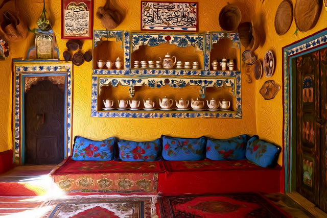 Harar Traditional Guestroom Interior, Harar watercolor canvas