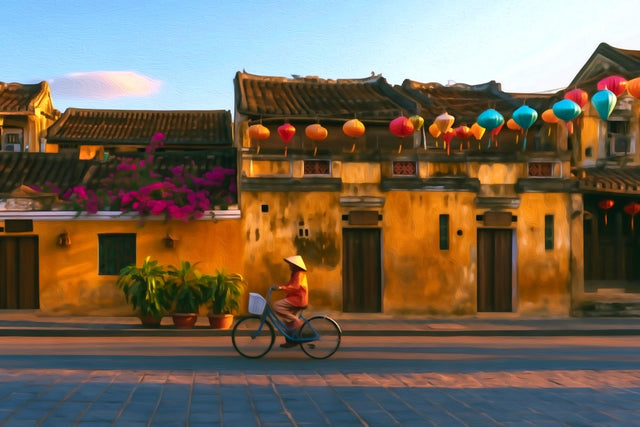 Hoi An Ancient Town Street, Hoi An watercolor canvas