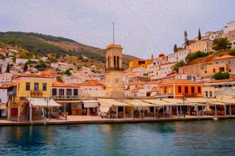 Hydra Harbour Waterfront, Hydra canvas