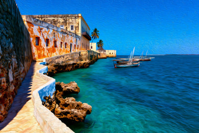 Ilha de Moçambique watercolor canvas