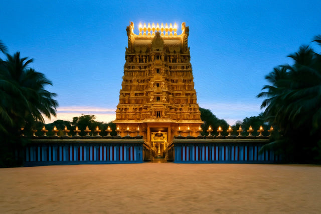 Nallur Kandaswamy Temple, Jaffna watercolor canvas