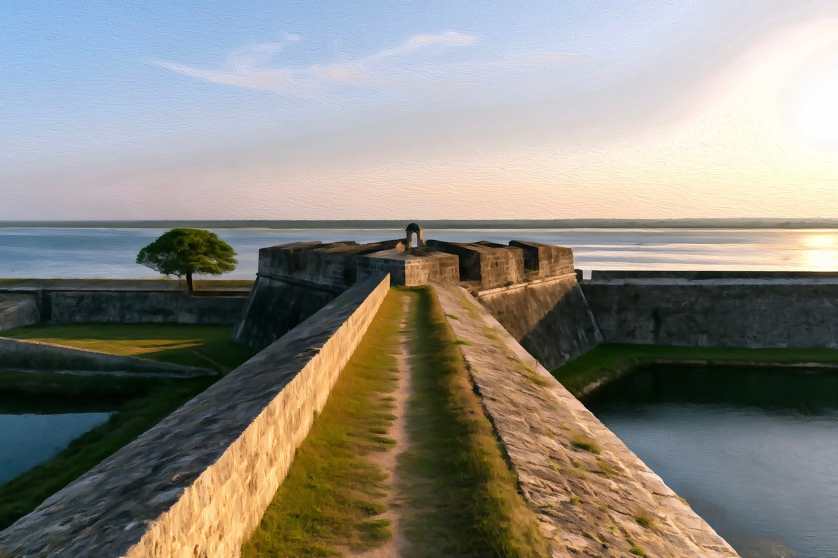 Jaffna Fort Ramparts gallery canvas, unframed and in an espresso floating frame — Jaffna, Sri Lanka