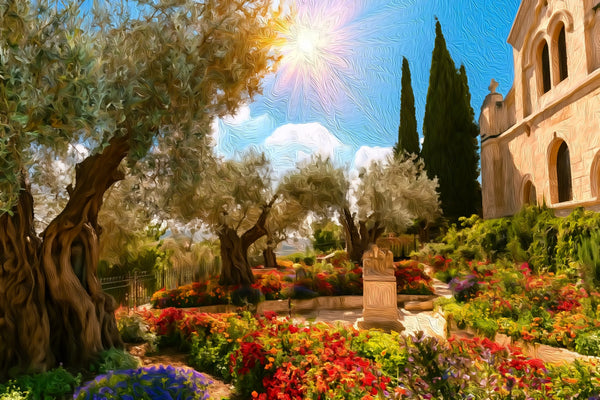 Garden of Gethsemane Jerusalem, Jerusalem watercolor canvas