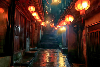 Jiufen watercolor canvas