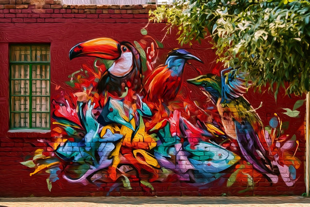 Maboneng District Street Mural, Johannesburg watercolor canvas