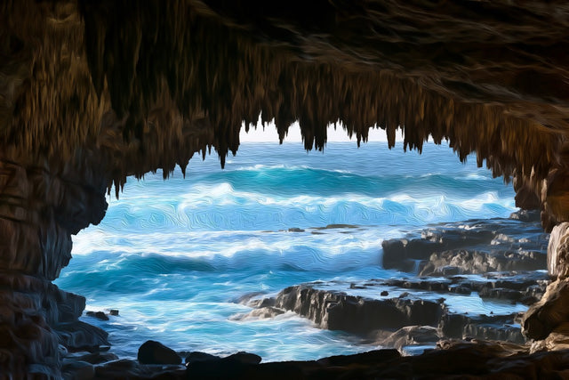 Admiral's Arch Sea Cave, Kangaroo Island watercolor canvas