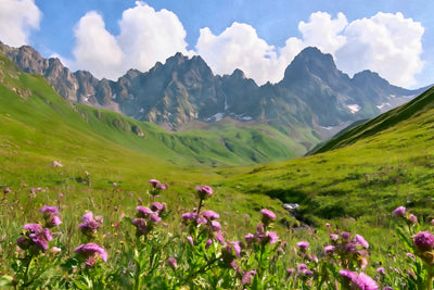 Kazbegi watercolor canvas