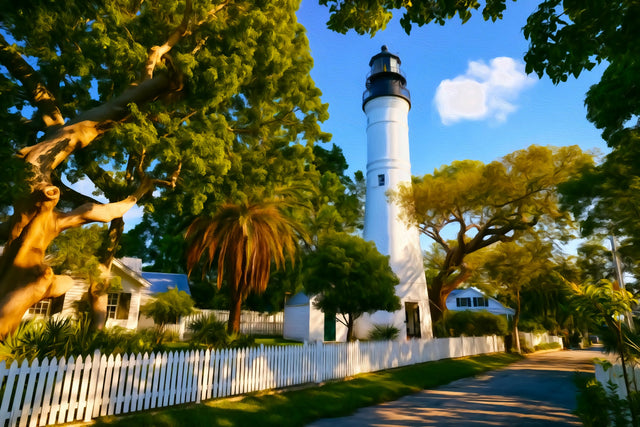 Key West Lighthouse, Key West watercolor canvas