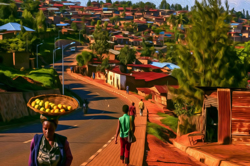 Kigali Hillside Neighborhood Street, Kigali canvas