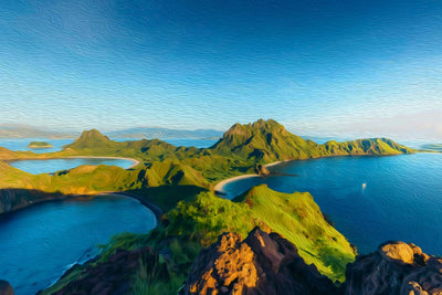 Komodo Island watercolor canvas
