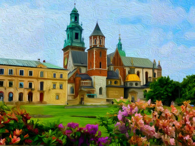 Krakow watercolor canvas