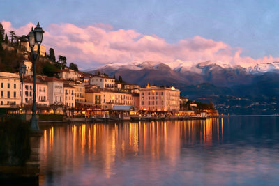 Lake Como watercolor canvas