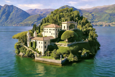 Lake Como watercolor canvas
