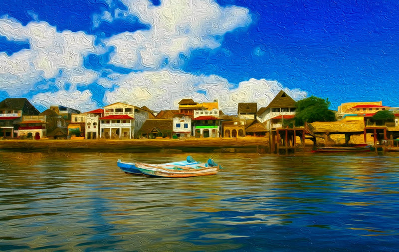 Lamu Waterfront Village Scene, Lamu Town canvas