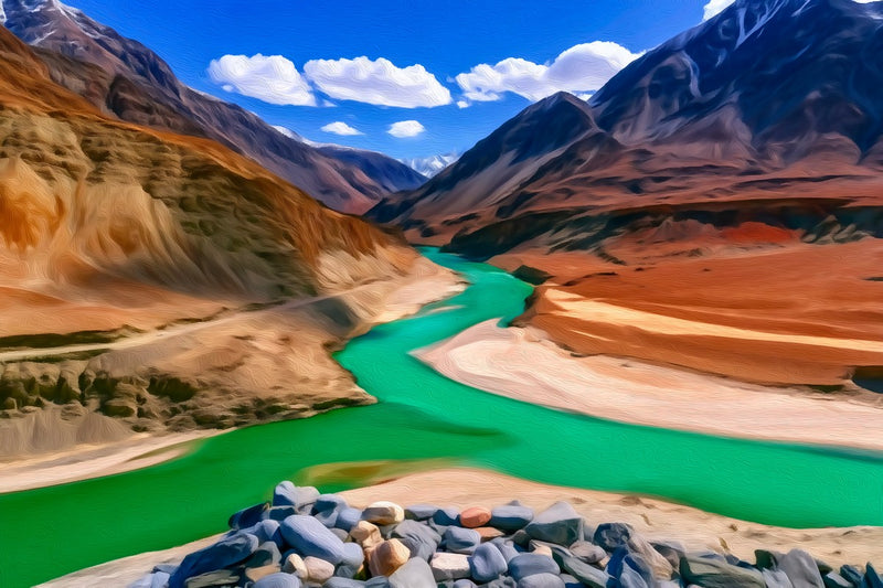 Indus Zanskar River Confluence, Leh Ladakh canvas