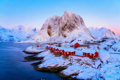 Lofoten Islands watercolor canvas