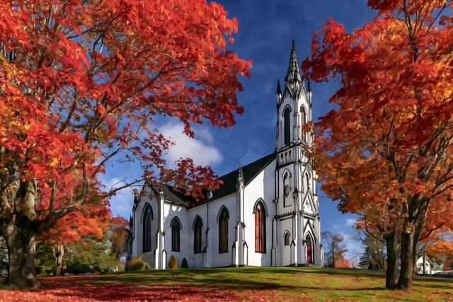 St. John's Anglican Church Lunenburg, Lunenburg watercolor canvas