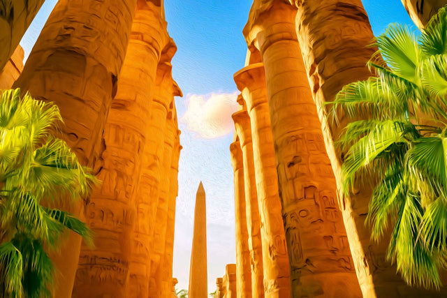 Karnak Temple Great Colonnade, Luxor watercolor canvas