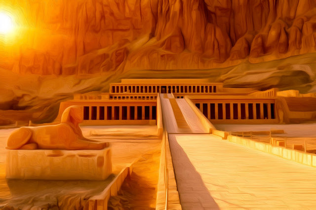 Temple of Hatshepsut Deir el-Bahari, Luxor watercolor canvas