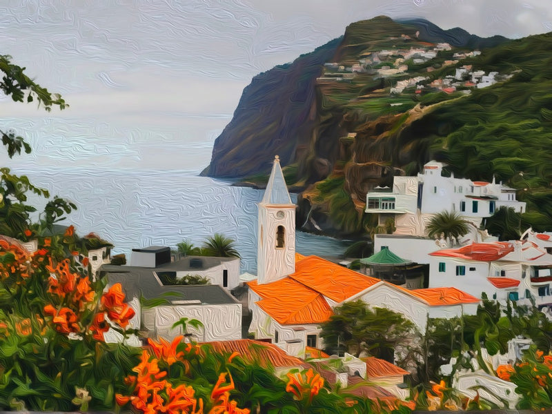 Coastal Village Church View, Madeira canvas