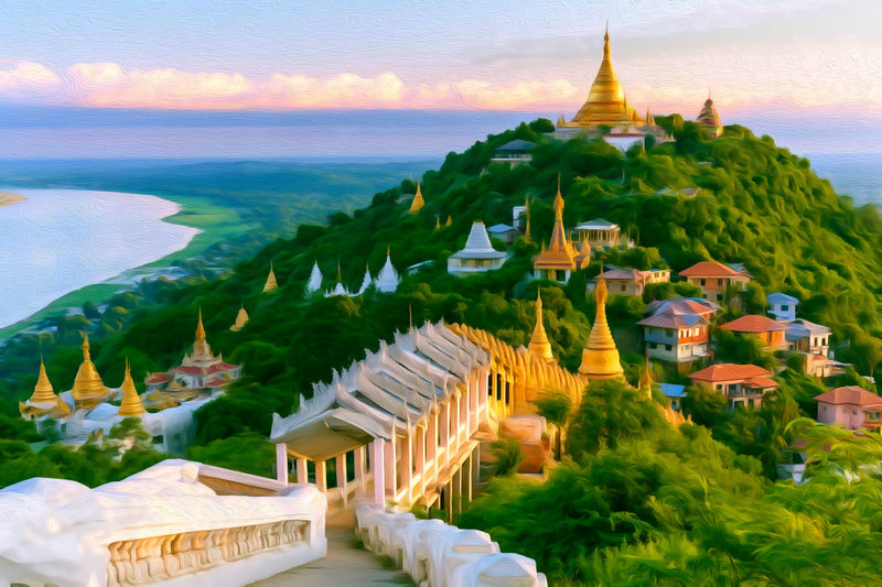 Mandalay Hill Pagodas Stairway, Mandalay canvas