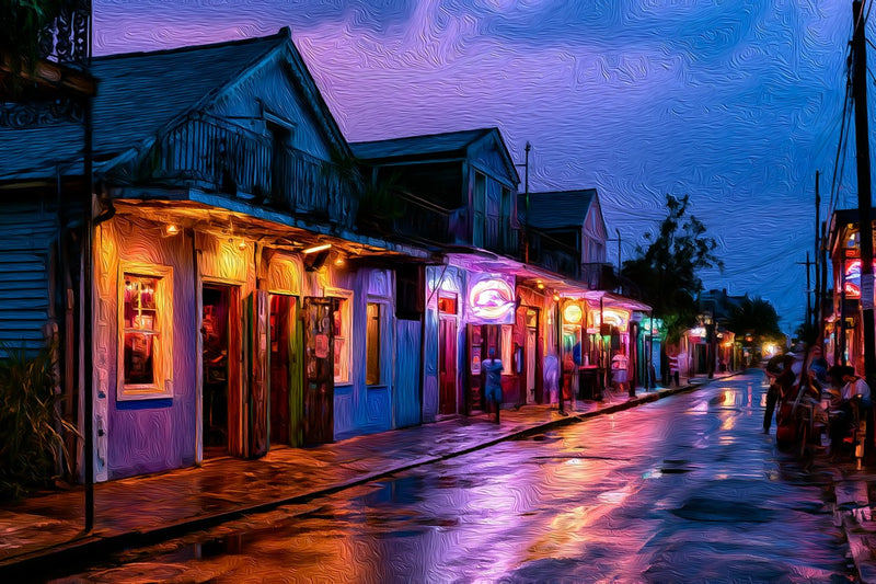 Rainy Night Neon Streets, Marigny canvas