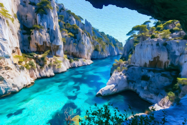 Calanque d'En-Vau Marseille, Marseille watercolor canvas