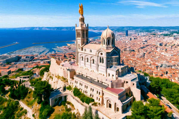 Notre-Dame de la Garde Marseille, Marseille watercolor canvas