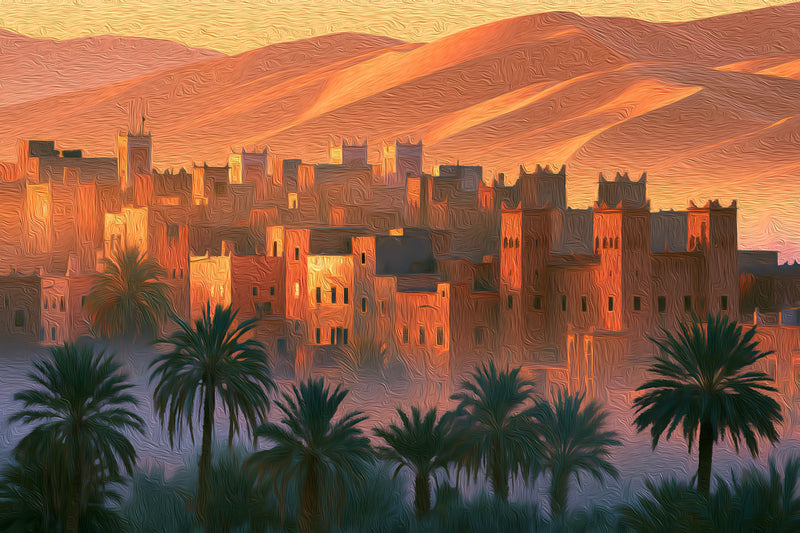 Merzouga Kasbah Desert Cityscape, Merzouga canvas