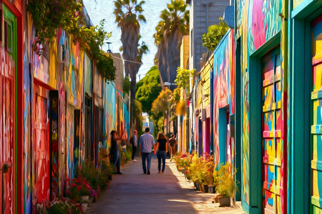 Clarion Alley Murals Corridor, Mission District watercolor canvas