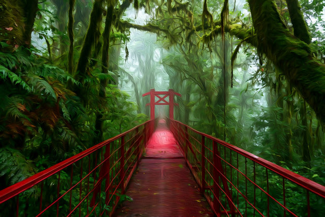 Monteverde Cloud Forest Bridge, Monteverde watercolor canvas