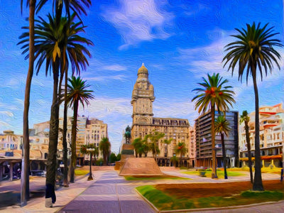 Montevideo watercolor canvas
