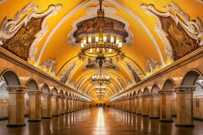 Komsomolskaya Metro Station Hall, Moscow canvas