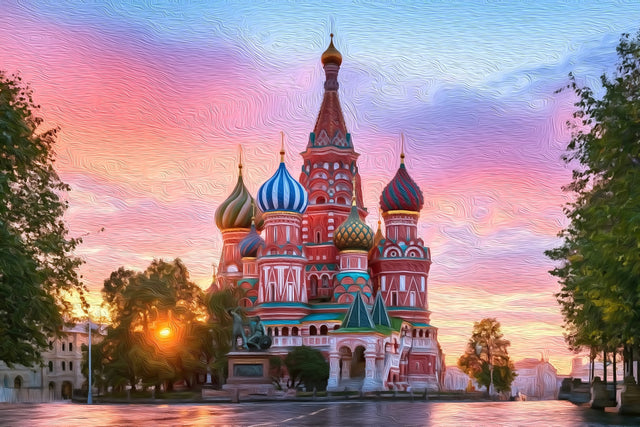 Saint Basils Cathedral Moscow, Moscow watercolor canvas