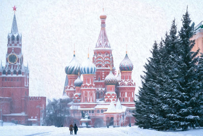 Moscow watercolor canvas