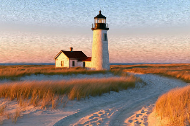 Long Point Light Dune Path, Nantucket watercolor canvas