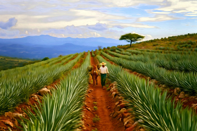 Oaxacan Agave Fields Jimador, Oaxaca watercolor canvas