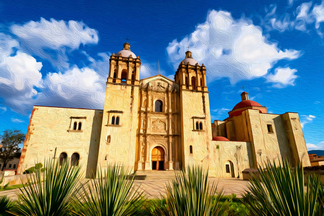 Santo Domingo de Guzman Church, Oaxaca watercolor canvas