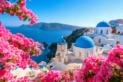Oia watercolor canvas