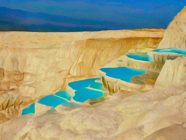 Cotton Castle Thermal Terraces, Pamukkale watercolor canvas