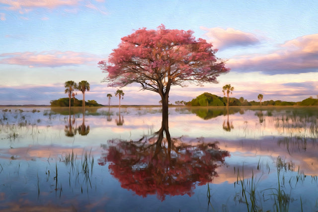 Pantanal Flooded Savanna Tree, Pantanal watercolor canvas