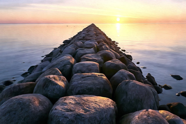 Pärnu Breakwater Sunset, Pärnu watercolor canvas